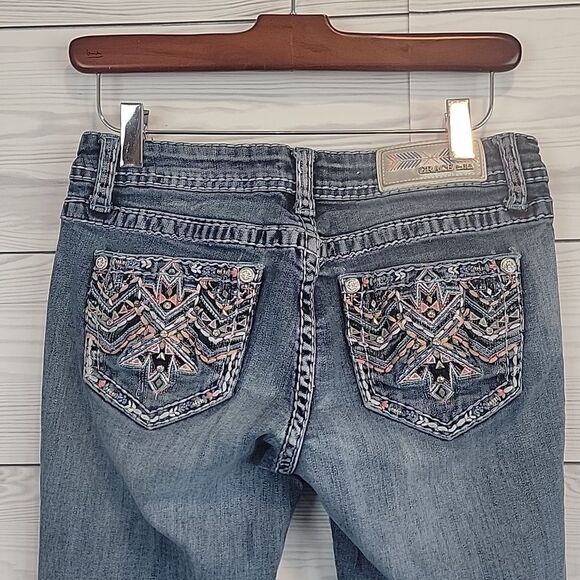 Grace in LA Light Blue Embroidered Bootcut Womens Size Waist 28 (Runs Small) - Picture 9 of 16